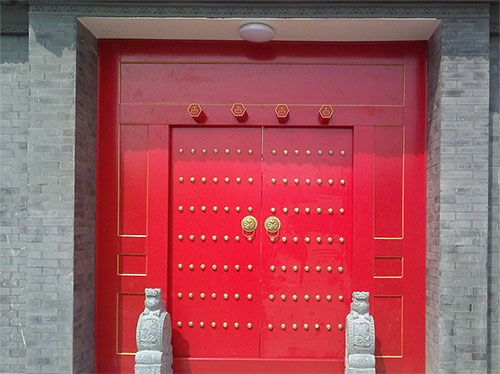 铜官中国传统四合院系列朱红色中式木制大门木作